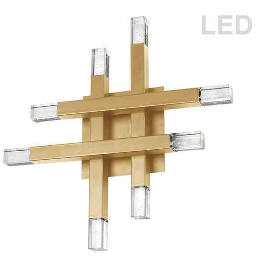 Dainolite Francesca 16in 8-Light Wall Sconce | Contemporary Aged Brass and Frosted Acrylic | Hallway & Bathroom Ambient Light | Model FCS-1432W-AGB