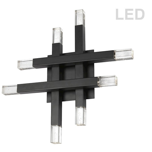 Dainolite Francesca 16in 8-Light Wall Sconce | Contemporary Matte Black and Frosted Acrylic | Hallway & Bathroom Ambient Light | Model FCS-1432W-MB