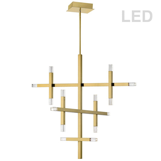 Dainolite Francesca 36in 14-Light Chandelier | Contemporary Aged Brass and Frosted Acrylic | Dining Room & Living Room | Model FCS-3656C-AGB