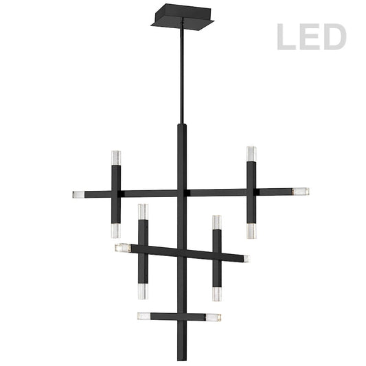 Dainolite Francesca 36in 14-Light Chandelier | Contemporary Matte Black and Frosted Acrylic | Dining Room & Living Room | Model FCS-3656C-MB