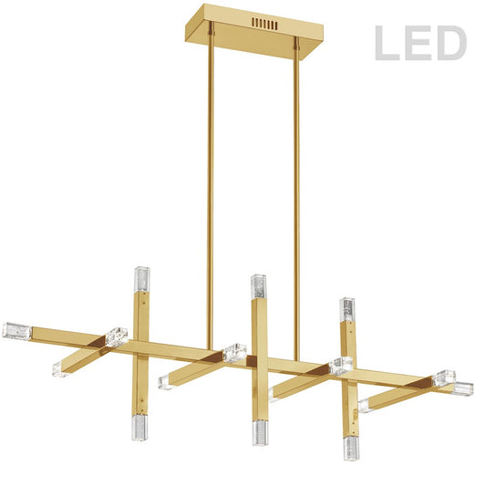 Dainolite Francesca 40in 16-Light Chandelier | Contemporary Aged Brass and Frosted Acrylic | Dining Room & Living Room | Model FCS-4064HC-AGB