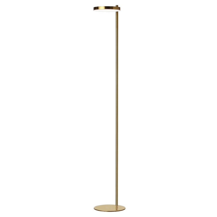 Dainolite Fia 60in 1-Light LED Floor Lamp | Transitional Aged Brass and White Acrylic | Living Room & Office | 7 x 9 x 60 in | Model FIA-6030LEDF-AGB