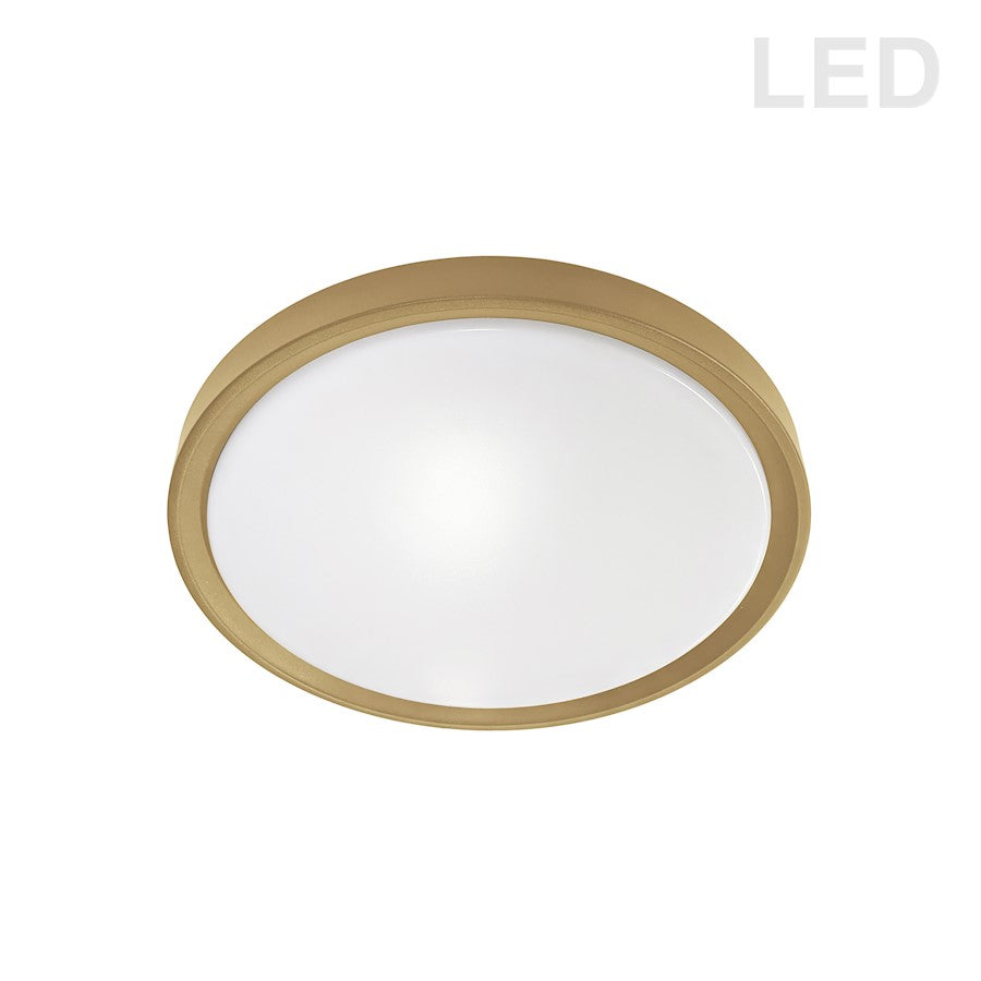 Dainolite Frida 16in 1-Light LED Flush Mount | Modern White Acrylic and Aged Brass | Bedroom & Hallway | 1957 Lumens 3000K | Model FID-1630LEDFH-AGB