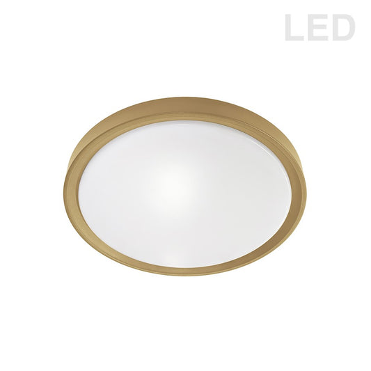Dainolite Frida 16in 1-Light LED Flush Mount | Modern White Acrylic and Aged Brass | Bedroom & Hallway | 1957 Lumens 3000K | Model FID-1630LEDFH-AGB