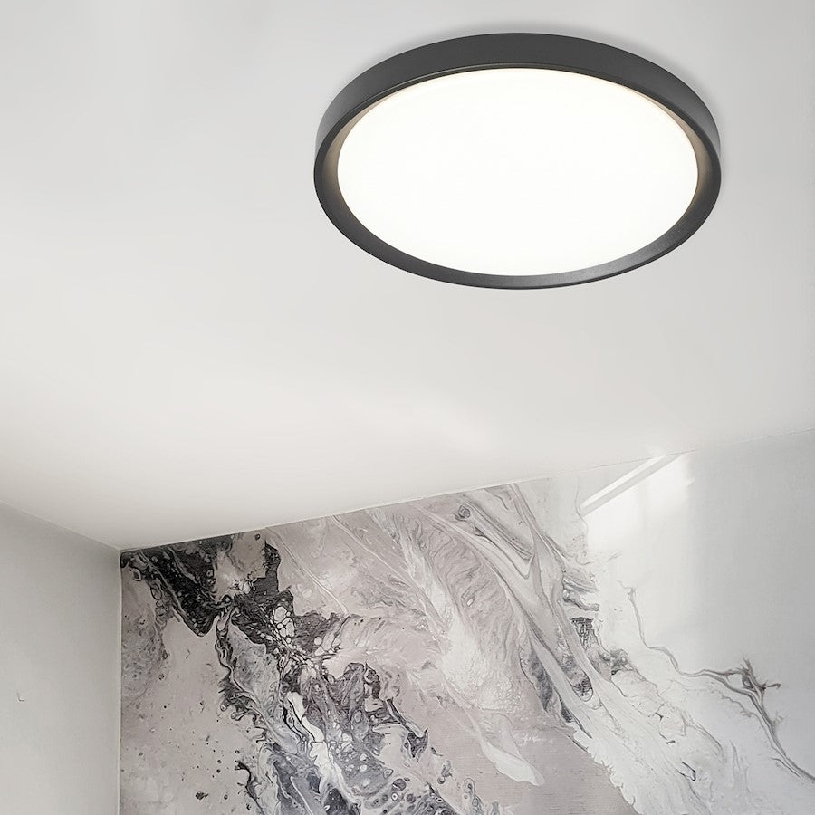 Dainolite Frida 16in 1-Light LED Flush Mount | Modern White Acrylic and Matte Black | Bedroom & Hallway | 1957 Lumens 3000K | Model FID-1630LEDFH-MB