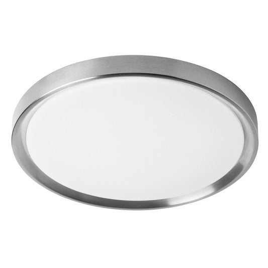 Dainolite Frida 16in 1-Light LED Flush Mount | Transitional Satin Chrome and White Acrylic Diffuser | Bedroom & Hallway | Model FID-1630LEDFH-SC