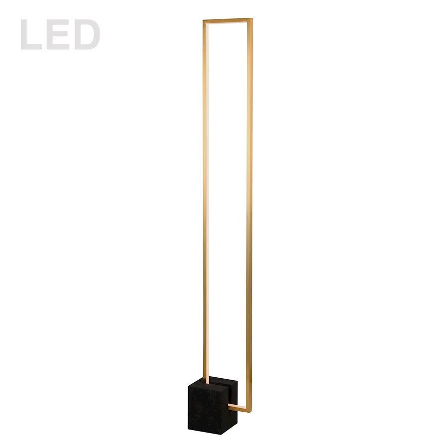 Dainolite Florence 55in LED Floor Lamp | Modern Aged Brass and Black Metal with Concrete Base | Living Room & Bedroom Reading | Model FLN-LEDF55-AGB-MB