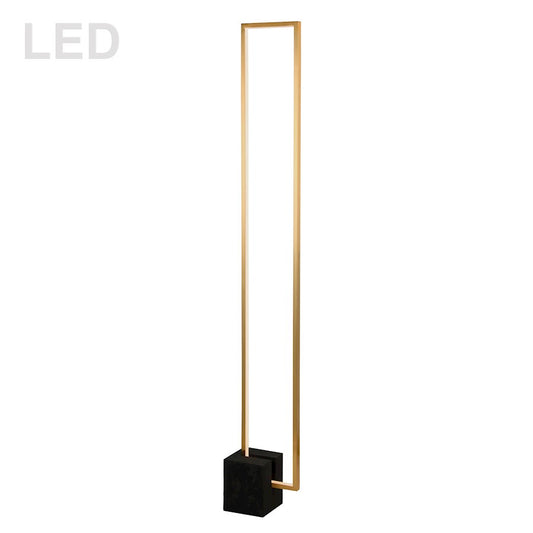 Dainolite Florence 55in LED Floor Lamp | Modern Aged Brass and Black Metal with Concrete Base | Living Room & Bedroom Reading | Model FLN-LEDF55-AGB-MB