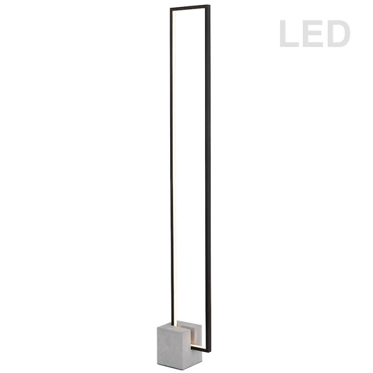Dainolite Florence 55in 1-Light LED Floor Lamp | Modern Matte Black and Grey Concrete | Living Room & Office | Model FLN-LEDF55-MB