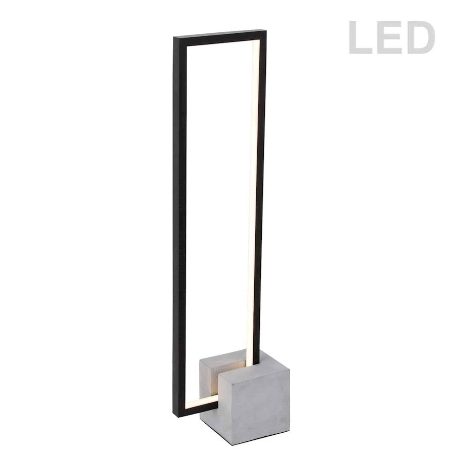 Dainolite Florence 26in LED Table Lamp | Modern Matte Black Metal and Grey Concrete Base | Living Room & Bedroom Desk Light | 2200 | Model FLN-LEDT25-MB