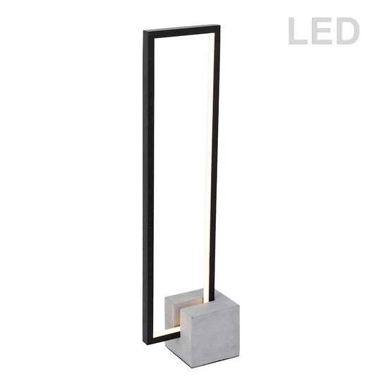 Dainolite Florence 26in LED Table Lamp | Modern Matte Black Metal and Grey Concrete Base | Living Room & Bedroom Desk Light | 2200 | Model FLN-LEDT25-MB