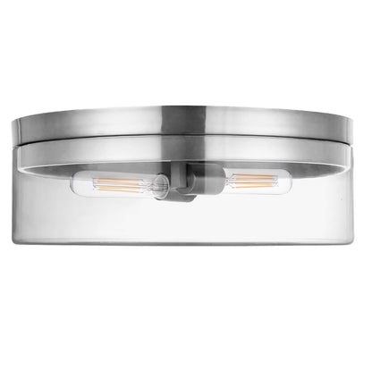 Dainolite Fiona 14in 2-Light Flush Mount | Contemporary Polished Chrome and Clear Glass | Hallway & Bedroom | 14 x 14 x 6 in | Model FNA-142FH-PC-CLR