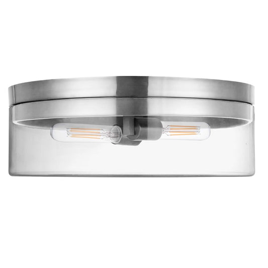 Dainolite Fiona 14in 2-Light Flush Mount | Contemporary Polished Chrome and Clear Glass | Hallway & Bedroom | 14 x 14 x 6 in | Model FNA-142FH-PC-CLR