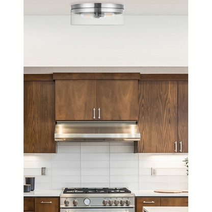 Dainolite Fiona 14in 2-Light Flush Mount | Contemporary Polished Chrome and Clear Glass | Hallway & Bedroom | 14 x 14 x 6 in | Model FNA-142FH-PC-CLR