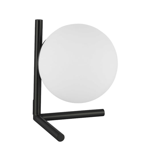 Dainolite Folgar 9in 1-Light Table Lamp | Contemporary Matte Black and Opal Glass | Bedroom & Living Room | 9 x 13 x 11 in | Model FOL-101T-MB