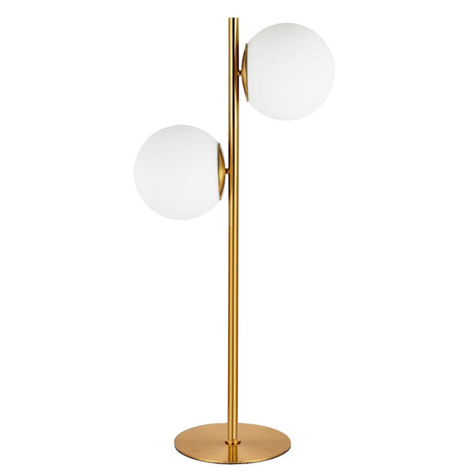 Dainolite Folgar 22in 2-Light Table Lamp | Contemporary Aged Brass and White Glass | Living Room & Bedroom Ambient Light | Model FOL-222T-AGB