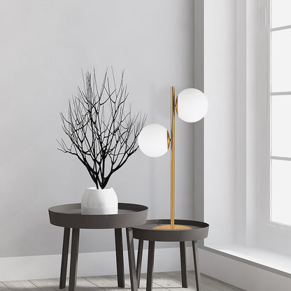 Dainolite Folgar 22in 2-Light Table Lamp | Contemporary Aged Brass and White Glass | Living Room & Bedroom Ambient Light | Model FOL-222T-AGB