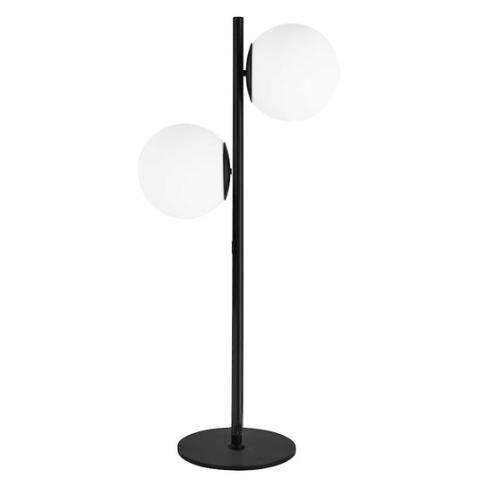 Dainolite Folgar 22in 2-Light Table Lamp | Contemporary Matte Black and White Glass | Living Room & Bedroom Ambient Light | Model FOL-222T-MB