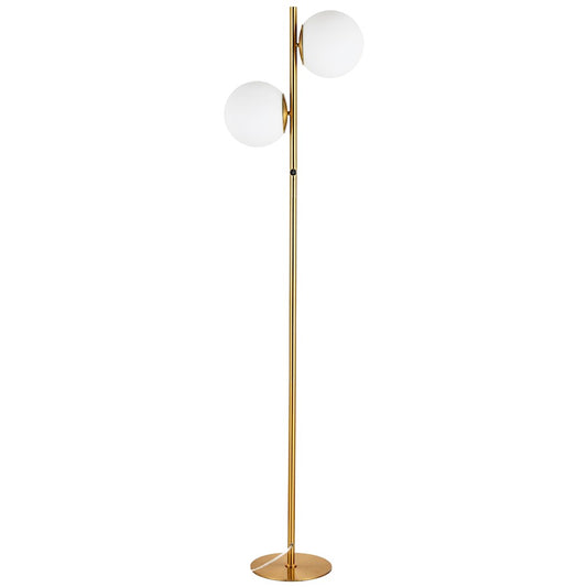 Dainolite Folgar 67in 2-Light Floor Lamp | Contemporary Aged Brass and White Opal Glass | Living Room & Bedroom Ambient Light | Model FOL-662F-AGB