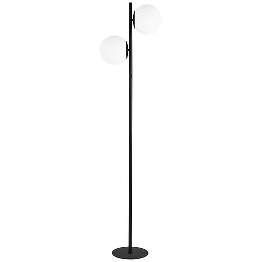 Dainolite Folgar 67in 2-Light Floor Lamp | Contemporary Matte Black and White Opal Glass | Living Room & Bedroom Ambient Light | Model FOL-662F-MB