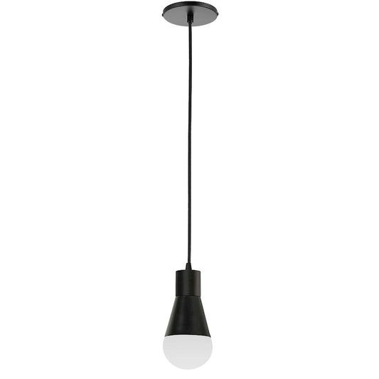 Dainolite Fortuna 1-Light Pendant | Modern Matte Black Metal | Kitchen Island & Dining Room | 3.5 x 3.5 x 5.75 in | Model FOR-51P-MB