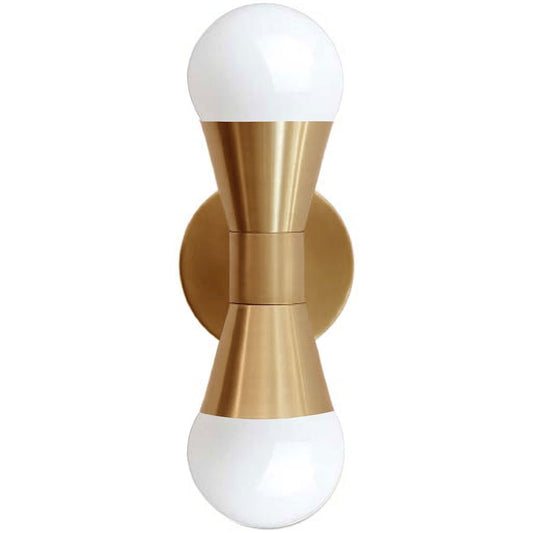 Dainolite Fortuna 2-Light Wall Sconce | Modern Aged Brass Metal | Hallway & Bathroom Accent | 5.5 x 3.5 x 7.25 in | Model FOR-72W-AGB