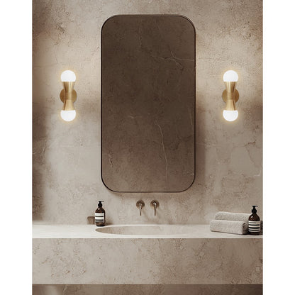Dainolite Fortuna 2-Light Wall Sconce | Modern Aged Brass Metal | Hallway & Bathroom Accent | 5.5 x 3.5 x 7.25 in | Model FOR-72W-AGB