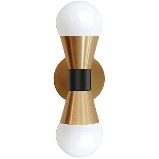Dainolite Fortuna 2-Light Wall Sconce | Modern Aged Brass & Matte Black Metal | Living Room & Bedroom Accent | Model FOR-72W-AGB-MB