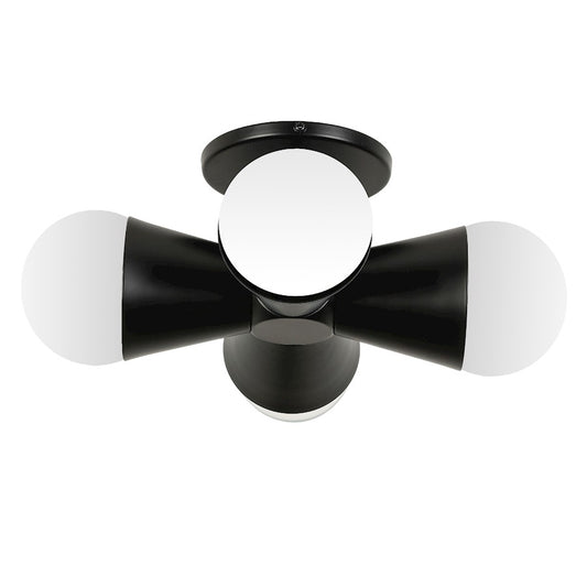 Dainolite Fortuna 4-Light Flush Mount | Modern Matte Black Cone Metal | Bedroom & Office Ceiling Light | 8.25 x 8.25 x 5 in | Model FOR-84FH-MB