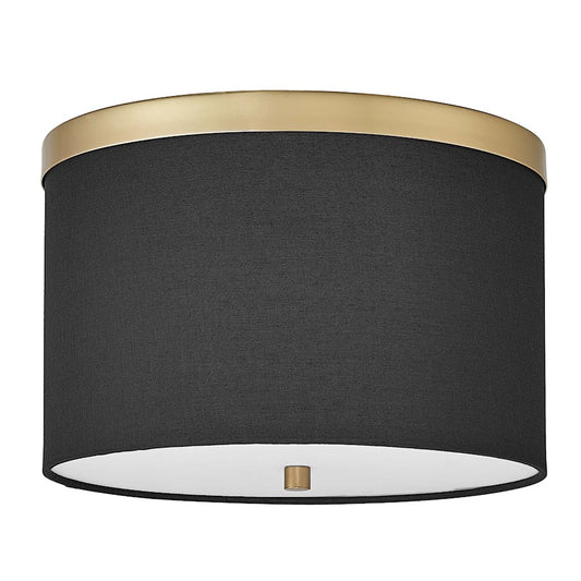 Dainolite Frederica 2-Light Flush Mount | Contemporary Aged Brass and Black Fabric Shade | Living Room & Foyer Ceiling Light | Model FRD-122FH-AGB-BK
