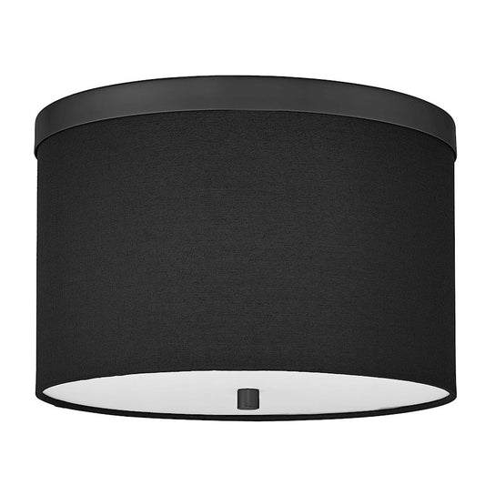 Dainolite Frederica 12in 2-Light Flush Mount | Contemporary Matte Black and Black Fabric | Bedroom & Office | Model FRD-122FH-MB-BK