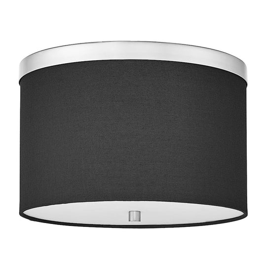 Dainolite Frederica 12in 2-Light Flush Mount | Contemporary Polished Chrome and Black Fabric | Bedroom & Office | Model FRD-122FH-PC-BK