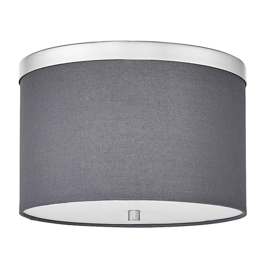 Dainolite Frederica 12in 2-Light Flush Mount | Contemporary Polished Chrome and Grey Fabric | Bedroom & Office | Model FRD-122FH-PC-GRY