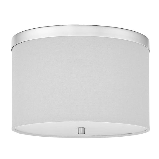 Dainolite Frederica 12in 2-Light Flush Mount | Contemporary Polished Chrome and White Fabric | Bedroom & Office | Model FRD-122FH-PC-WH