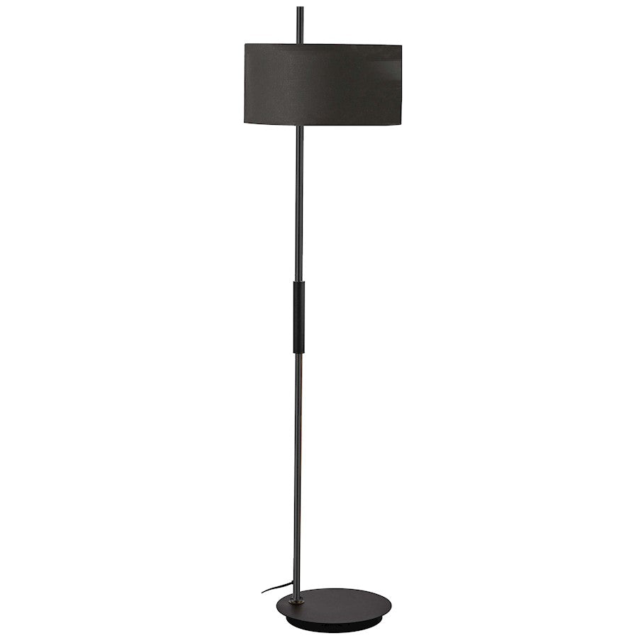 Dainolite Fitzgerald 62in 1-Light Floor Lamp | Modern Matte Black Metal and Black Fabric Shade | Living Room & Office Ambient Light | Model FTG-622F-MB-BK