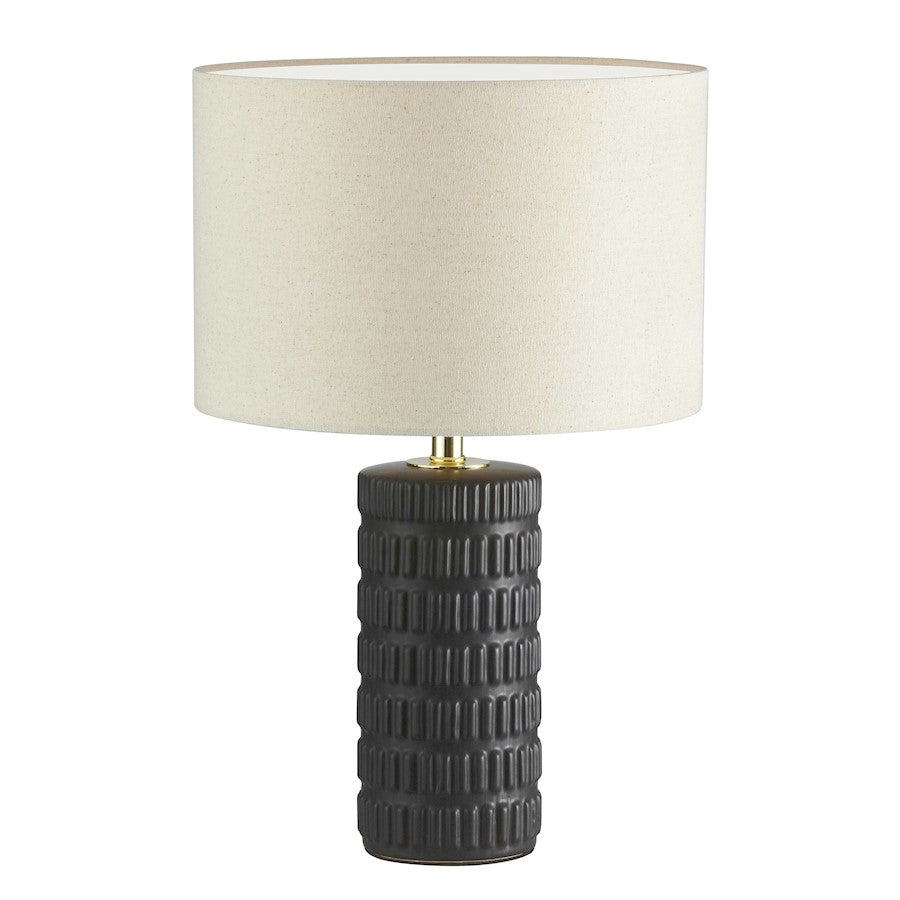Dainolite Felicity 18in 1-Light Table Lamp | Contemporary Beige Fabric Shade and Matte Black Ceramic Base | Bedroom & Office | Model FTY-181T-MB-BG
