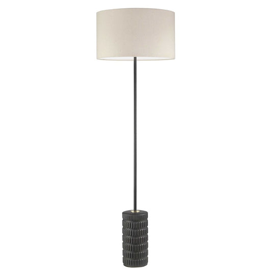 Dainolite Felicity 55in 1-Light Floor Lamp | Contemporary Beige Fabric Shade and Matte Black Ceramic Base | Living Room | Model FTY-551F-MB-BG