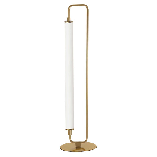 Dainolite Freya 26in 1-Light LED Table Lamp | Transitional Aged Brass and White Acrylic | Bedroom & Office Desk | Model FYA-2620LEDT-AGB