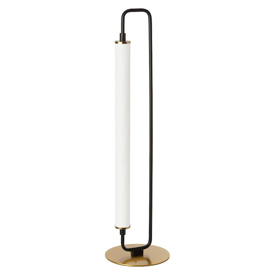 Dainolite Freya 26in 1-Light LED Table Lamp | Transitional Matte Black and Aged Brass with White Acrylic | Bedroom | Model FYA-2620LEDT-MB-AGB