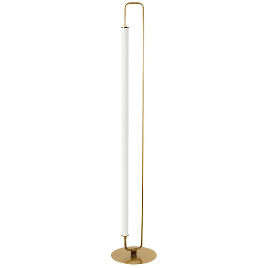 Dainolite Freya 1-Light LED Floor Lamp | Transitional Aged Brass and White Acrylic Shade | Living Room & Office | 59 in H | Model FYA-5932LEDF-AGB