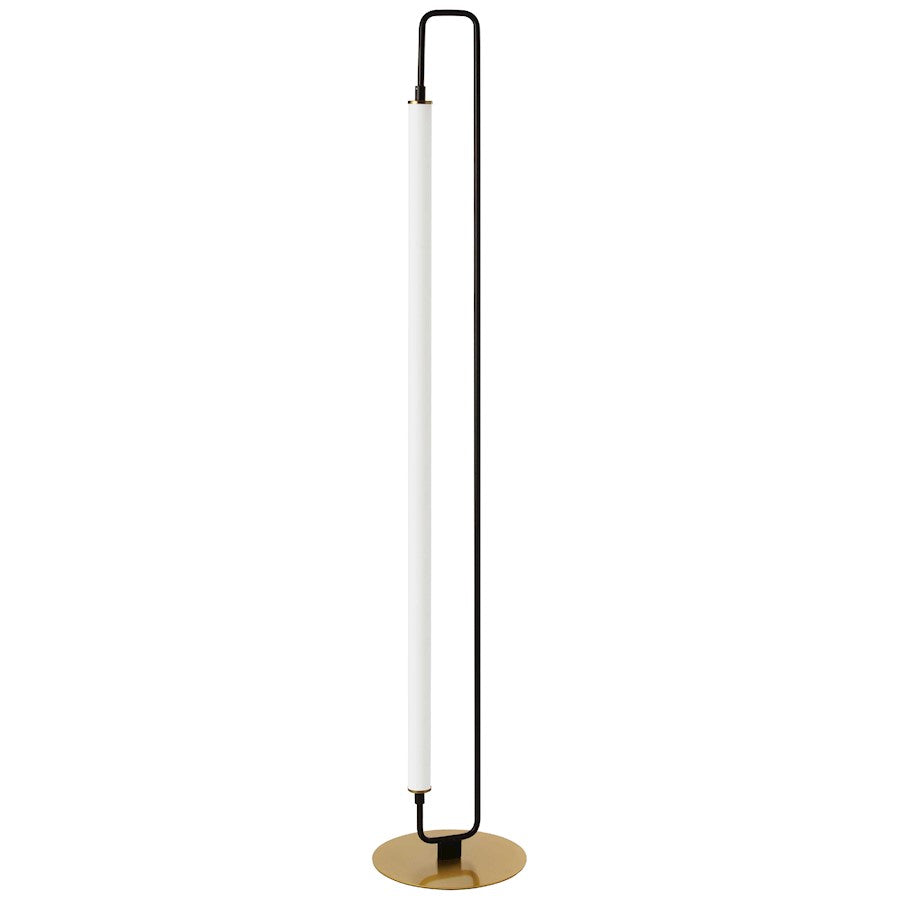 Dainolite Freya 1-Light LED Floor Lamp | Transitional Matte Black and Aged Brass with White Acrylic Shade | Living Room | Model FYA-5932LEDF-MB-AGB