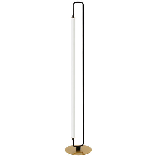 Dainolite Freya 1-Light LED Floor Lamp | Transitional Matte Black and Aged Brass with White Acrylic Shade | Living Room | Model FYA-5932LEDF-MB-AGB