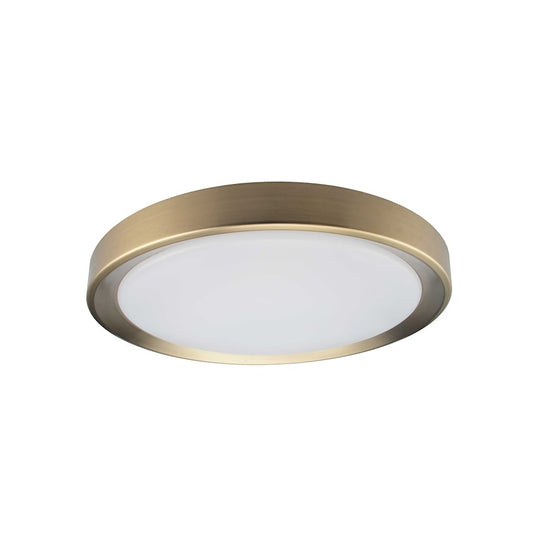 Dainolite Flynn 12in 1-Light LED Flush Mount | Modern Aged Brass and White Polystyrene | Hallway & Bedroom | Model FYN-1224LEDFH-AGB