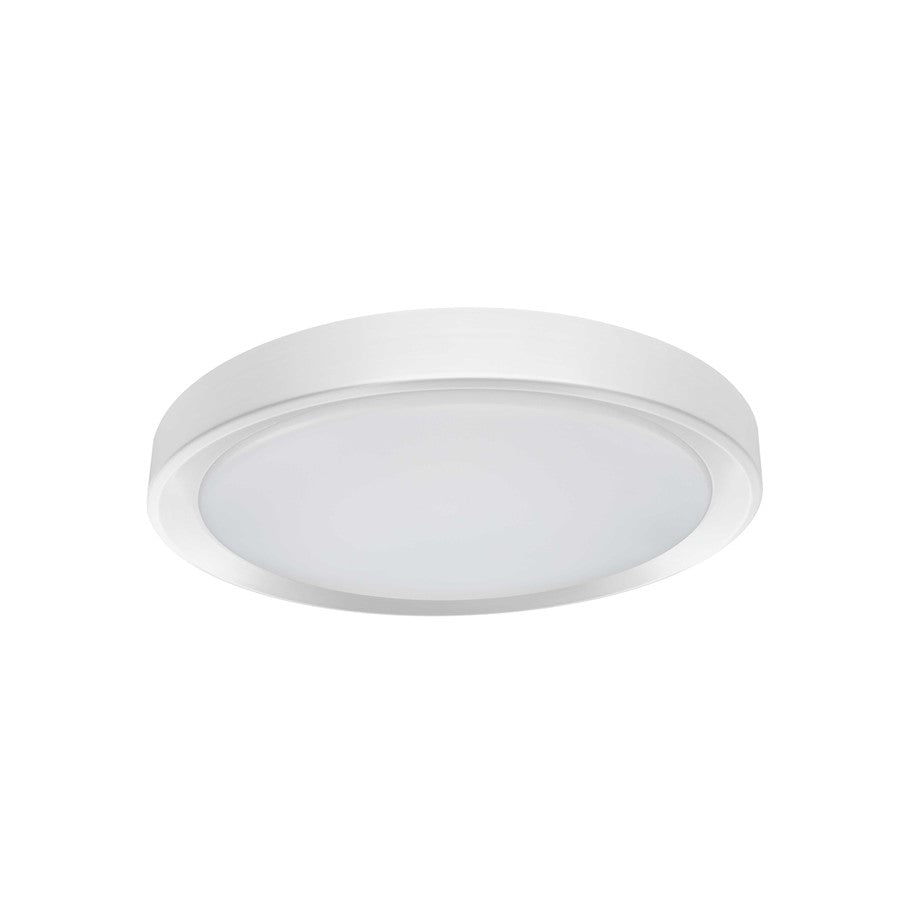 Dainolite Flynn 12in 1-Light LED Flush Mount | Modern Matte White and White Polystyrene | Hallway & Bedroom | Model FYN-1224LEDFH-MW