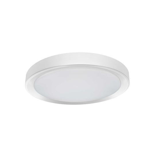 Dainolite Flynn 12in 1-Light LED Flush Mount | Modern Matte White and White Polystyrene | Hallway & Bedroom | Model FYN-1224LEDFH-MW