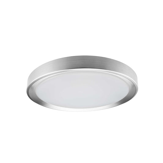 Dainolite Flynn 12in 1-Light Flush Mount | Modern Satin Chrome Metal and White Polystyrene | Foyer & Hallway | 2000 Lumens | Model FYN-1224LEDFH-SC