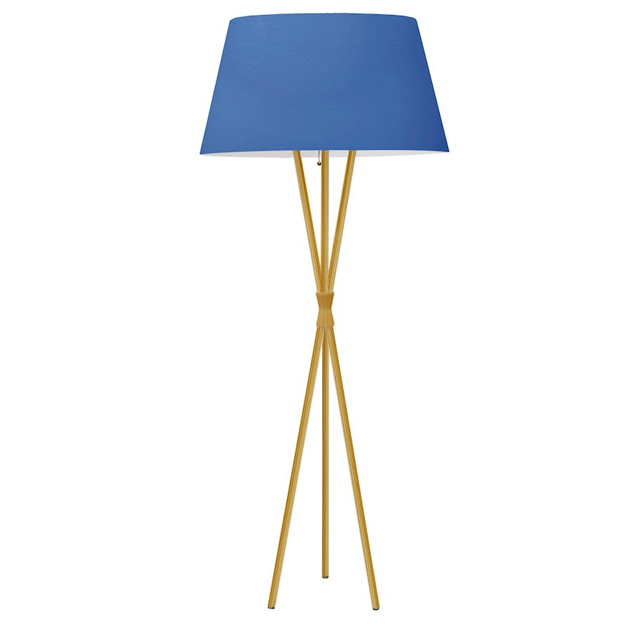 Dainolite Gabriela 26in 1-Light Floor Lamp | Transitional Aged Brass and Blue Fabric with Champagne Glass Shade | Living Room | Model GAB-601F-AGB-202