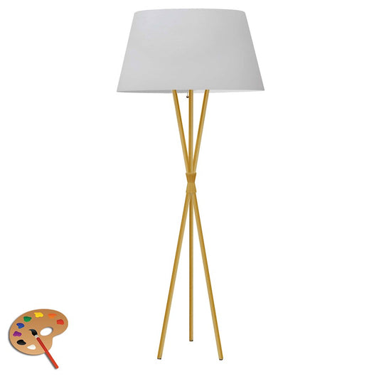 Dainolite Gabriela 62in Floor Lamp | Transitional Aged Brass Metal and White Fabric Shade | Living Room & Reading Nook | 150W | Model GAB-601F-AGB-WH