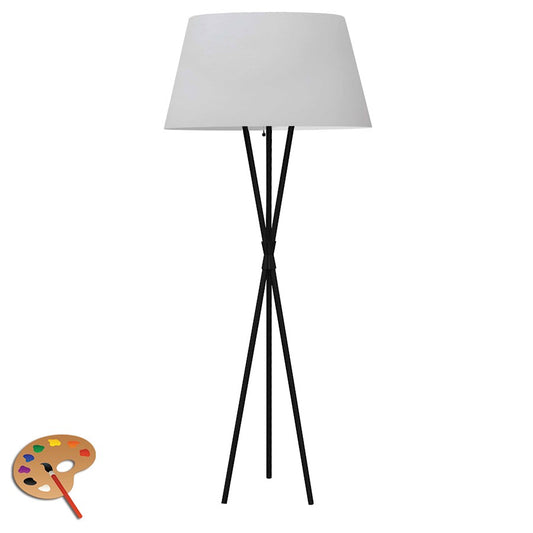 Dainolite Gabriela 62in Floor Lamp | Transitional Matte Black Metal and White Fabric Shade | Living Room & Reading Nook | 150W | Model GAB-601F-MB-WH