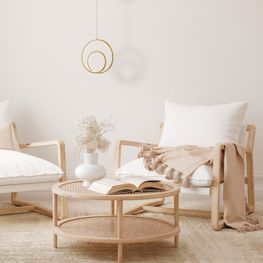 Dainolite Gabriel 12in 1-Light Pendant | Contemporary Aged Brass and White Silicone | Kitchen & Dining Room | 12 x 12 x 12 in | Model GBL-1222LEDP-AGB